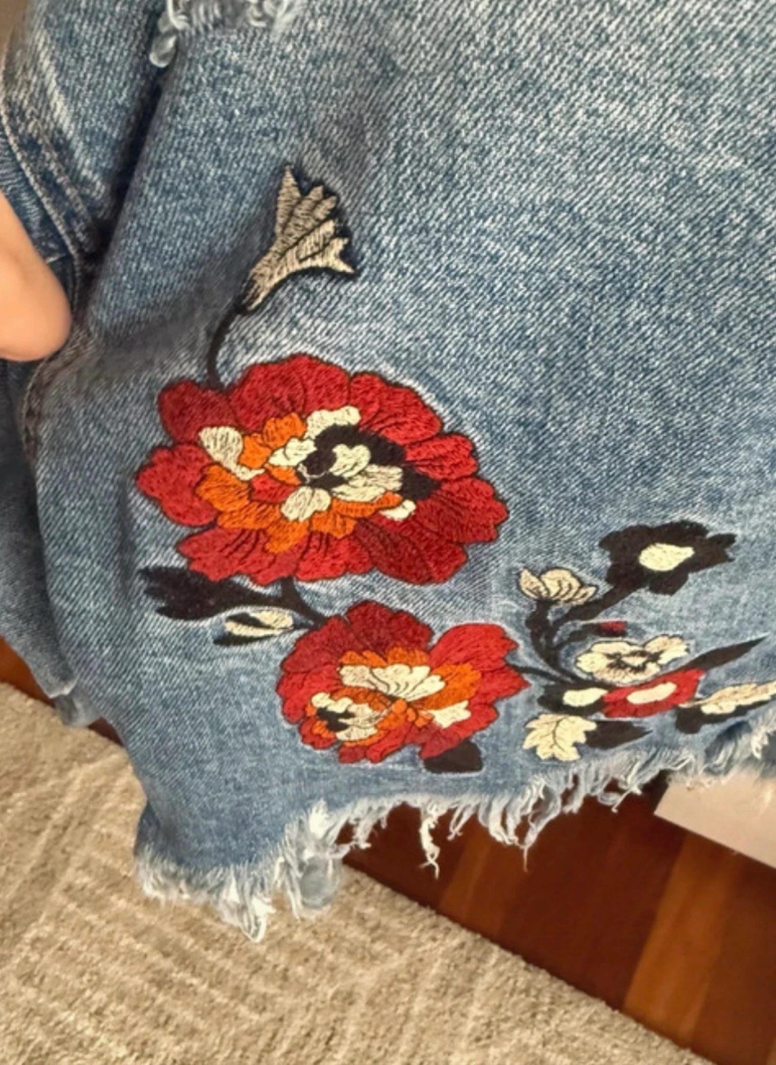 Embroidered floral Trafaluc Zara S denim jacket – photo 7